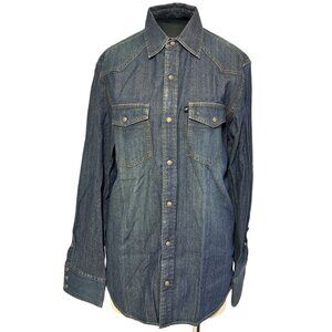 DKNY Jeans Mens Denim Western Shirt S 100% Cotton Blue Long Sleeve Buttons